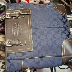 COACH DENIM NAVY MEDIUM TOTE TURNLOCK 2007 W COA